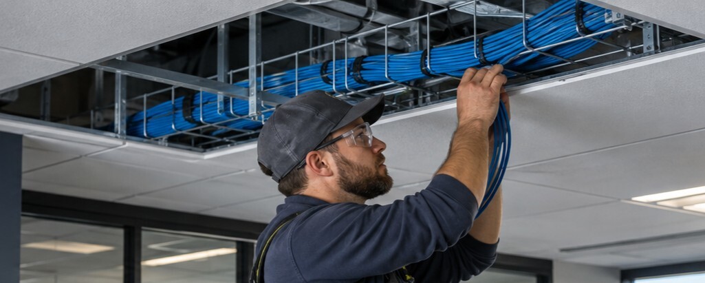 Tech installing cable zoom